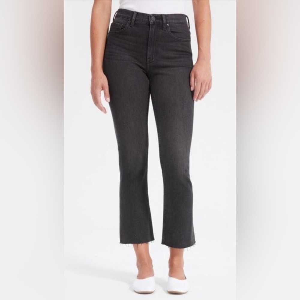 Everlane Charcoal Black High Rise Kick Crop Jeans